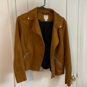 H&M size 12 tan faux suede moto jacket